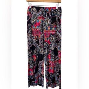 Lauren Ralph Lauren paisley palazzo pants size L stretchy inseam 29”
